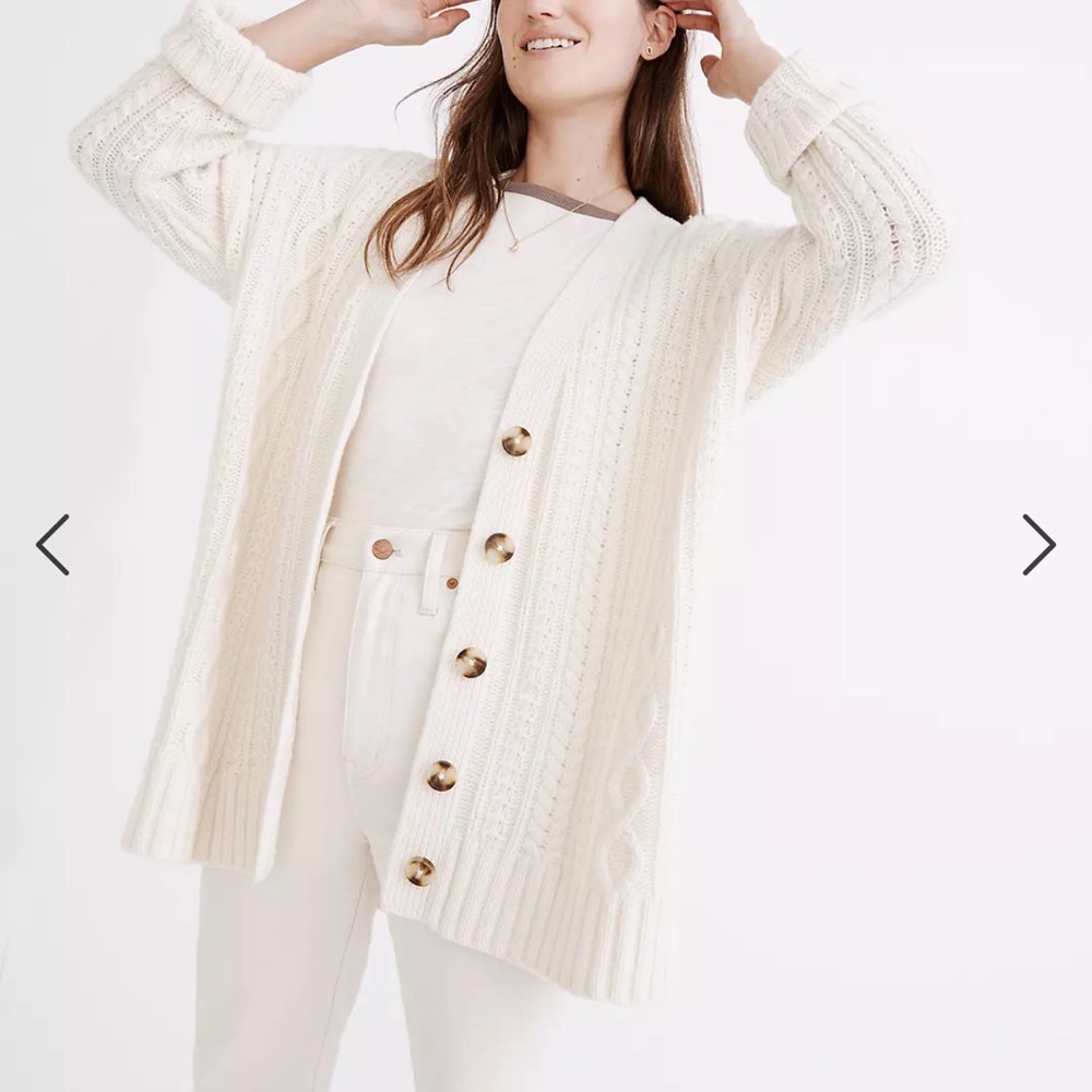 Madewell Mossbank Cableknit Cardigan Sweater - S